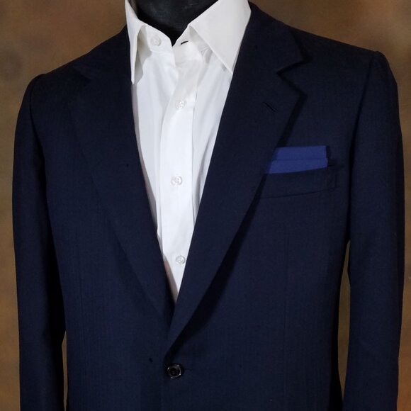 NEW Dark Blue 100% Cotton Pre-Folded Pocket Square Handkerchief Insert - Picture 1 of 7